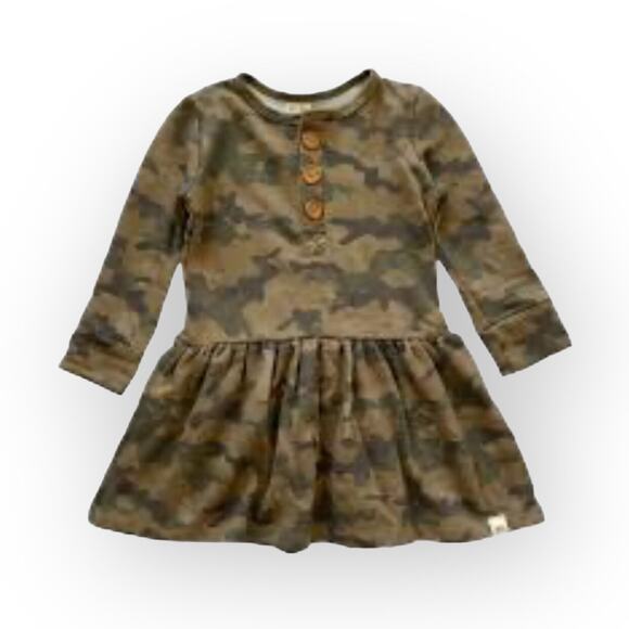 Little Road (formerly Lulu + Roo) Safari Camo Button Peplum Dress. 18-24 Months - Picture 1 of 5